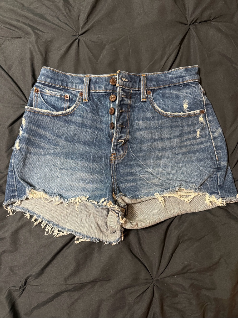 Abercrombie & Fitch - High-Rise Distressed Denim Shorts - Size 26